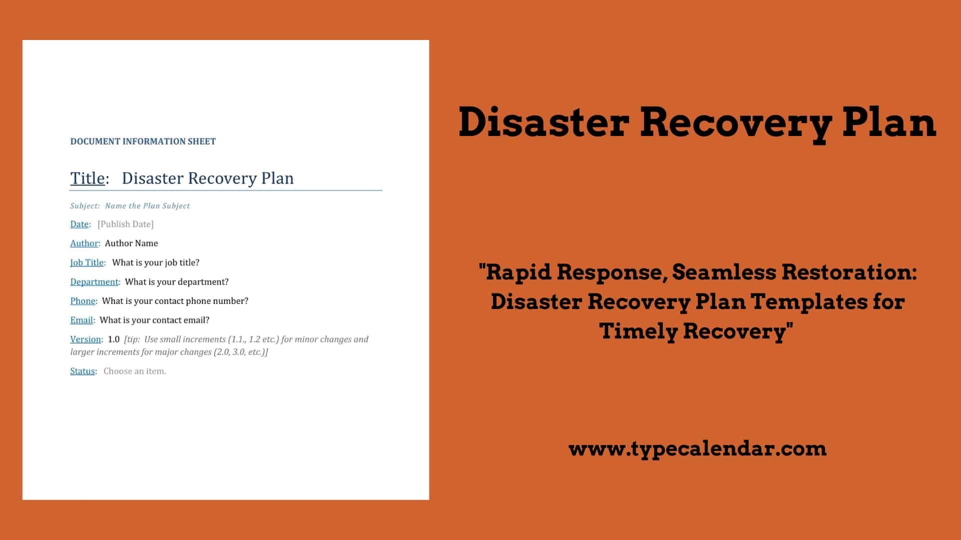 Free Printable Disaster Recovery Plan Templates Excel PDF Word 