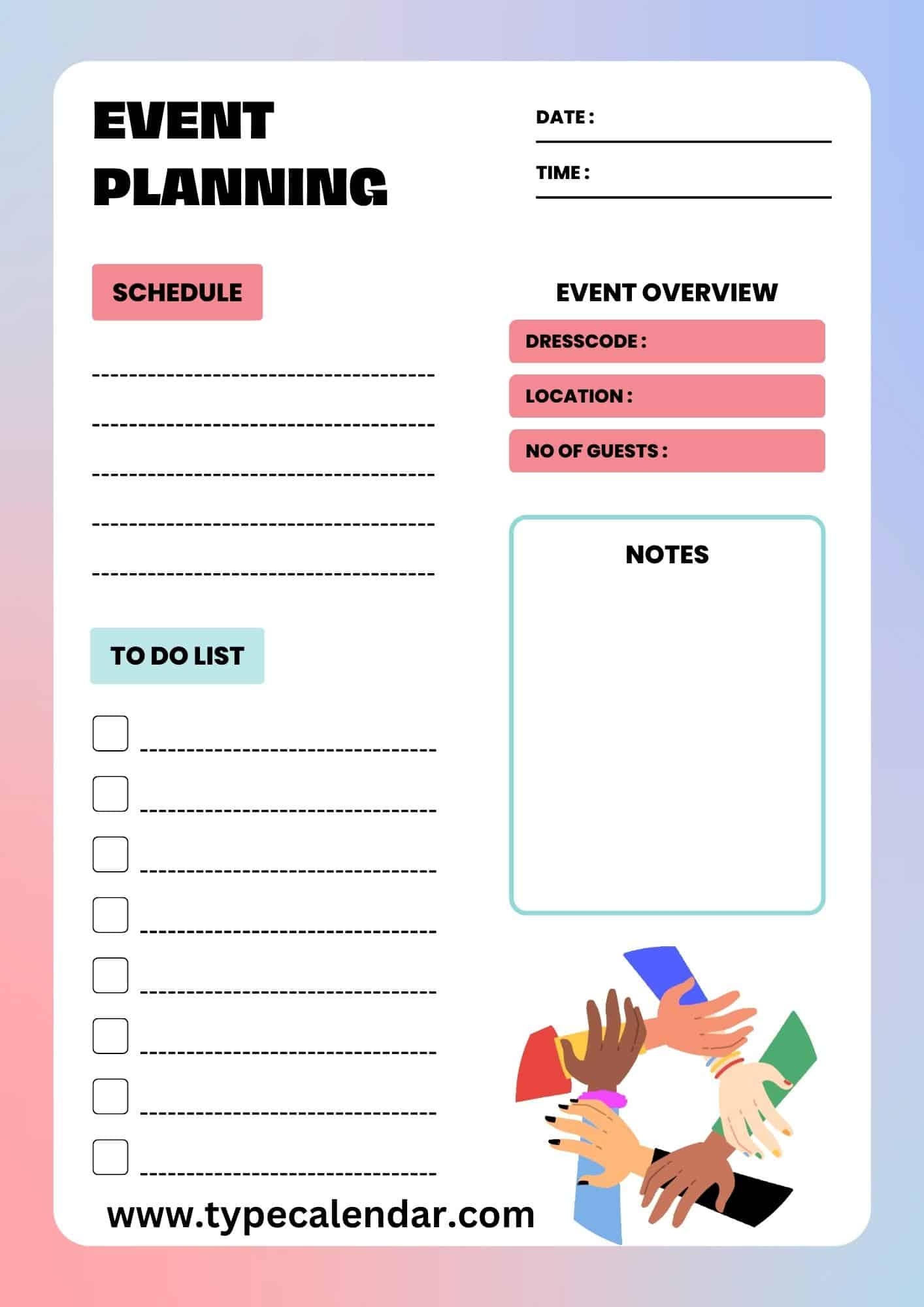 Pdf Free Printable Party Planning Worksheet