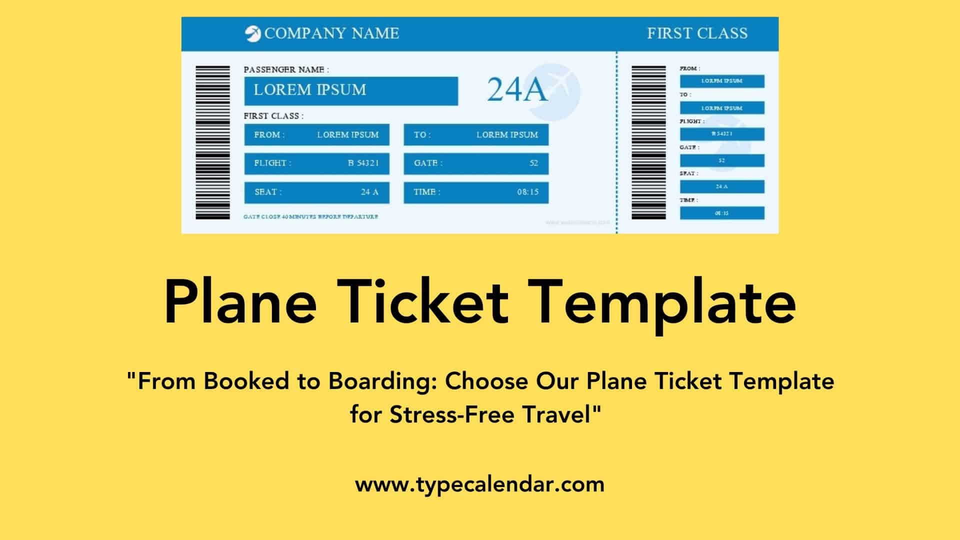 Printable Blank Plane Ticket Template