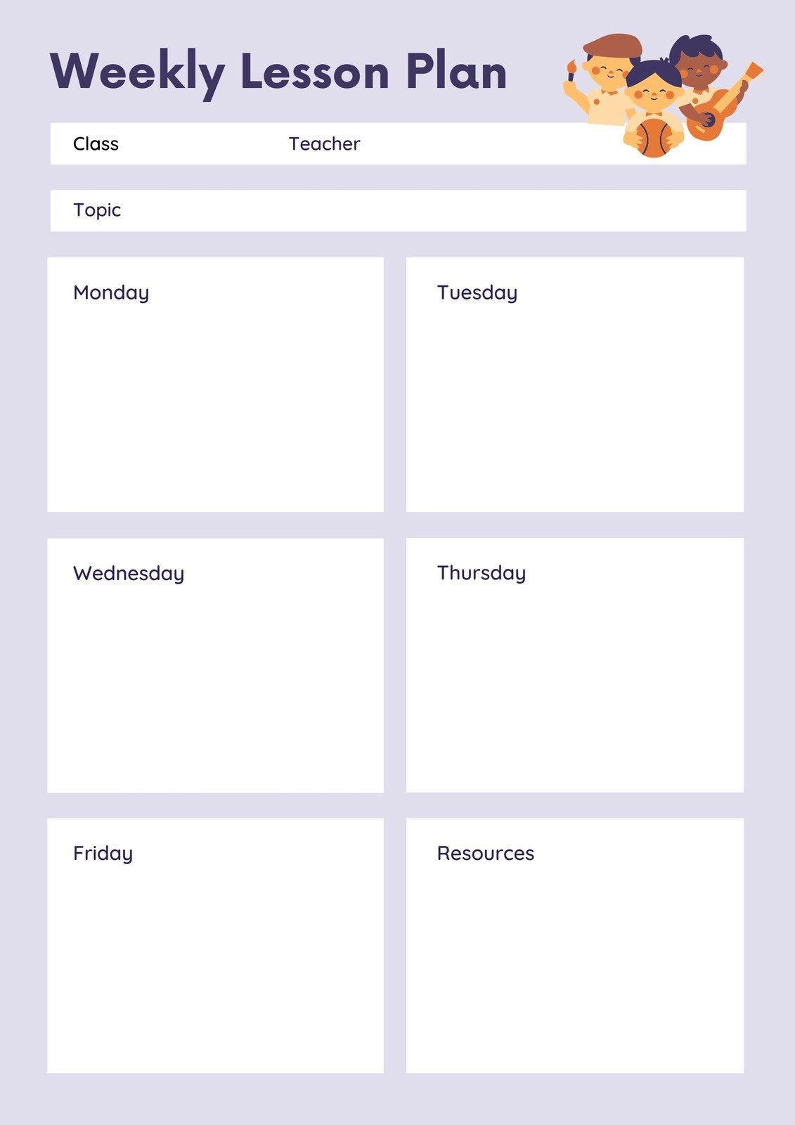 Free Printable Kindergarten Lesson Plan Templates Canva