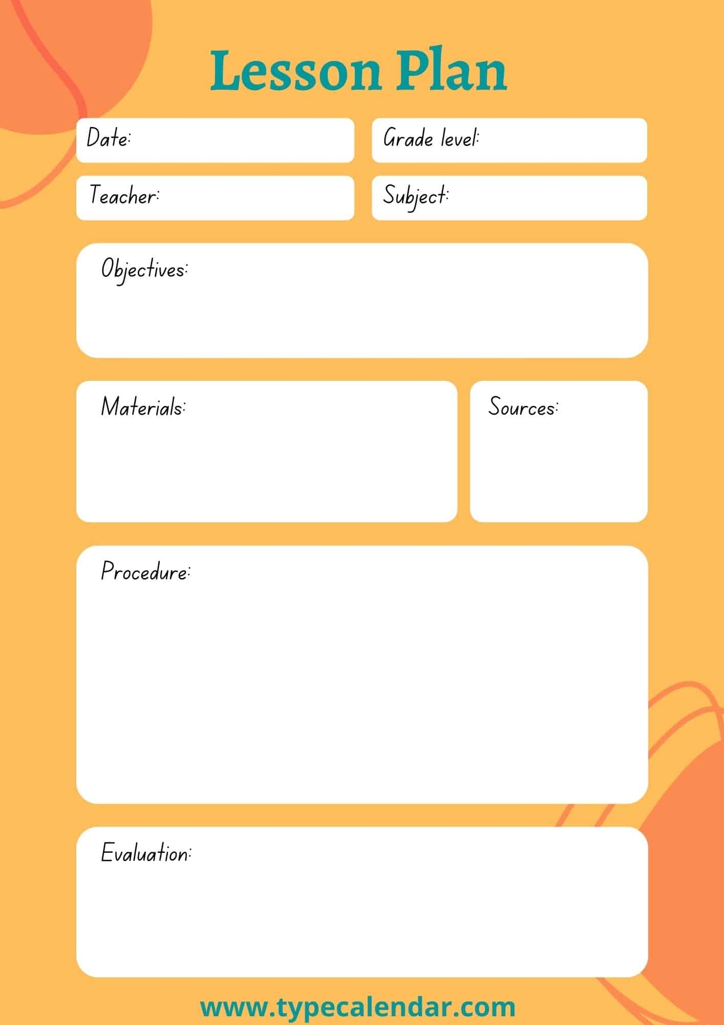 Free Printable Esl Lesson Plan Template