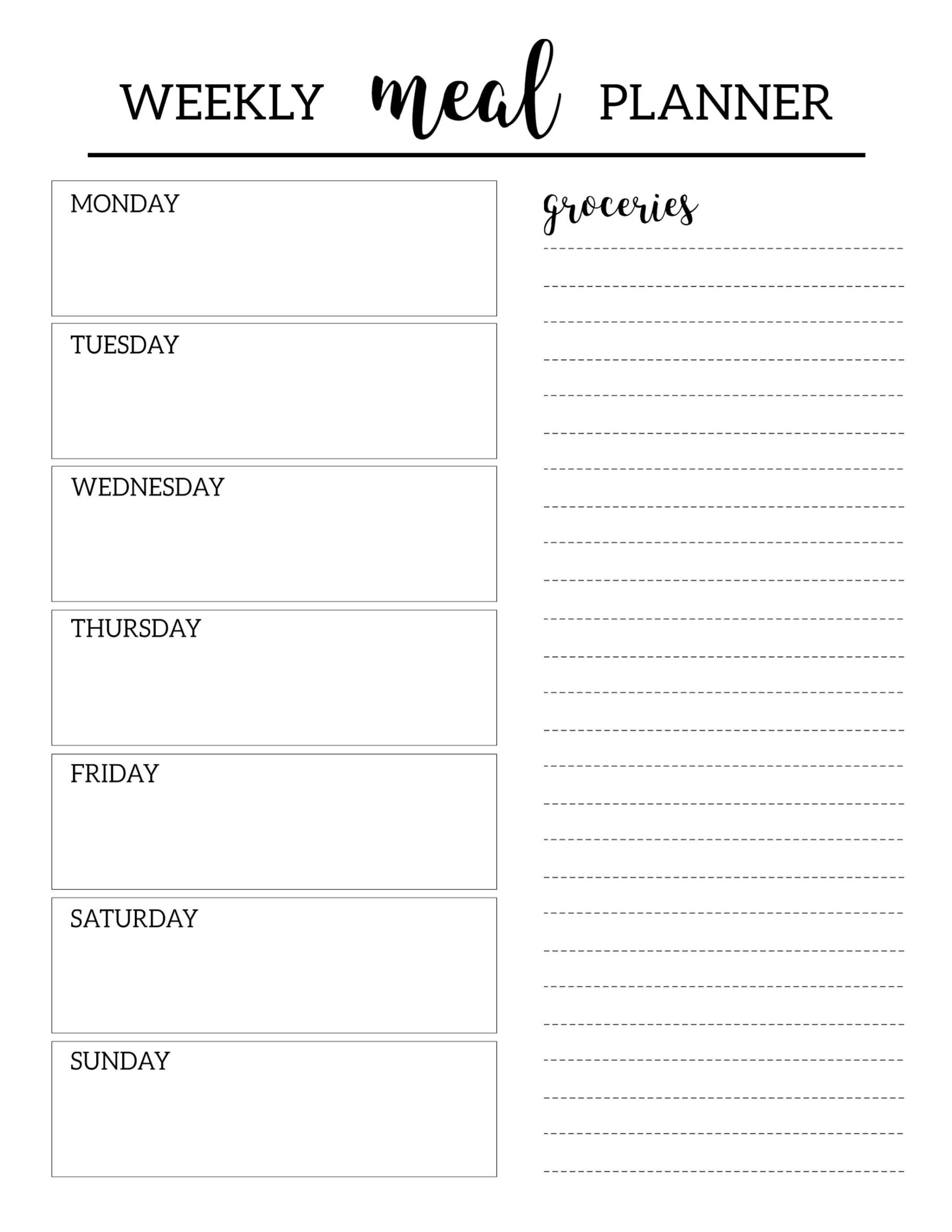 Free Printable Meal Planner Template Paper Trail Design Worksheets Library
