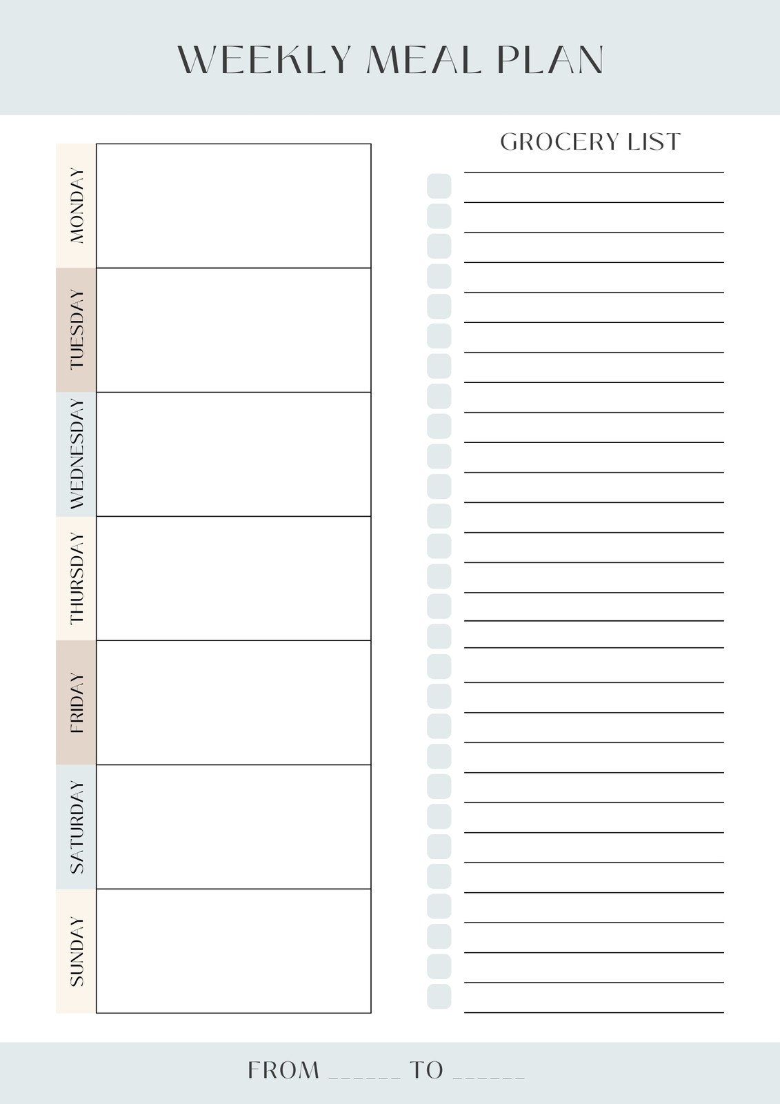 Free Printable Menu Planner Template