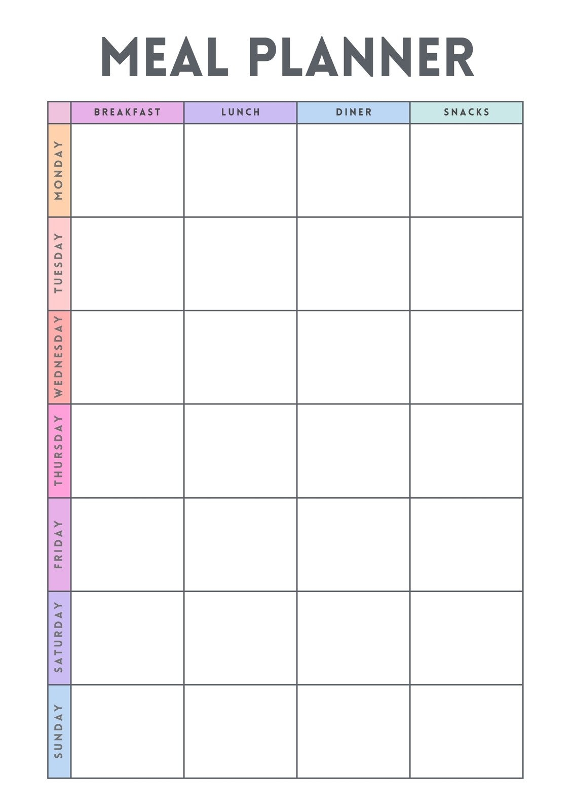 Meal Plan Template Free Printable Word
