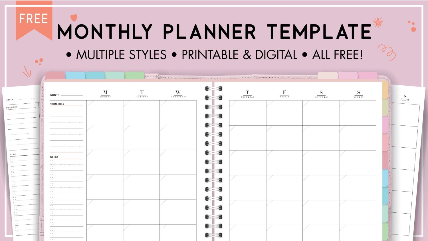 Free Printable Cute Monthly Planner Template