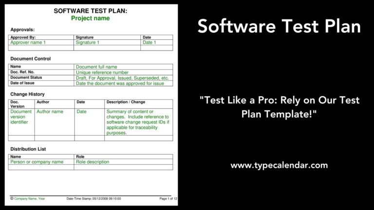 Free Printable Software Test Plan Templates Word Excel PDF