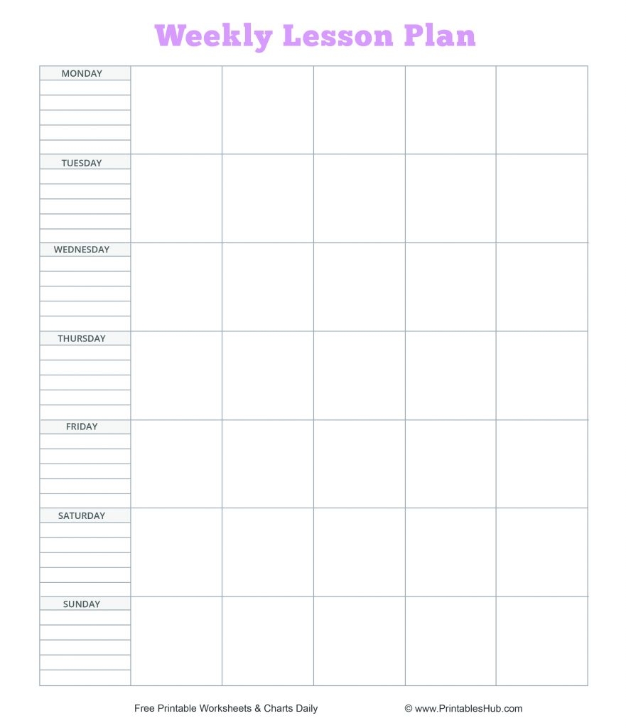 Lesson Plan Printable Template Free
