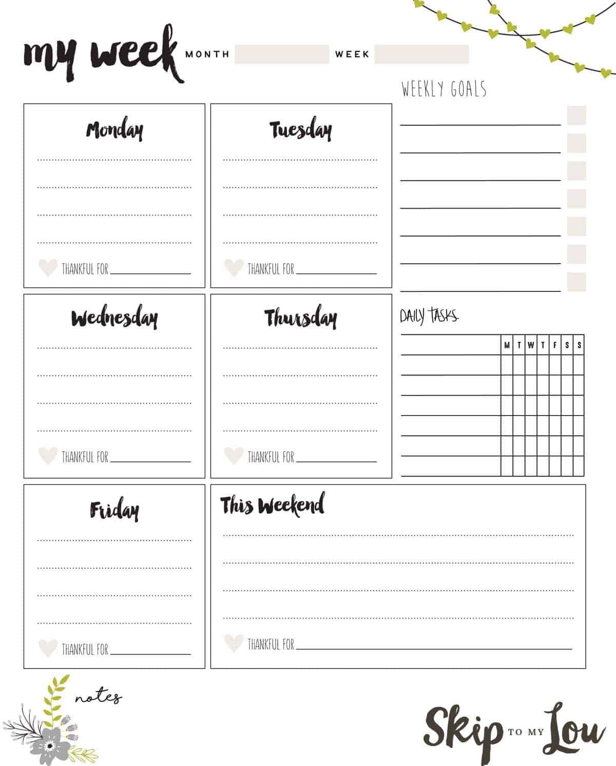Weekly Planner Free Printable Template