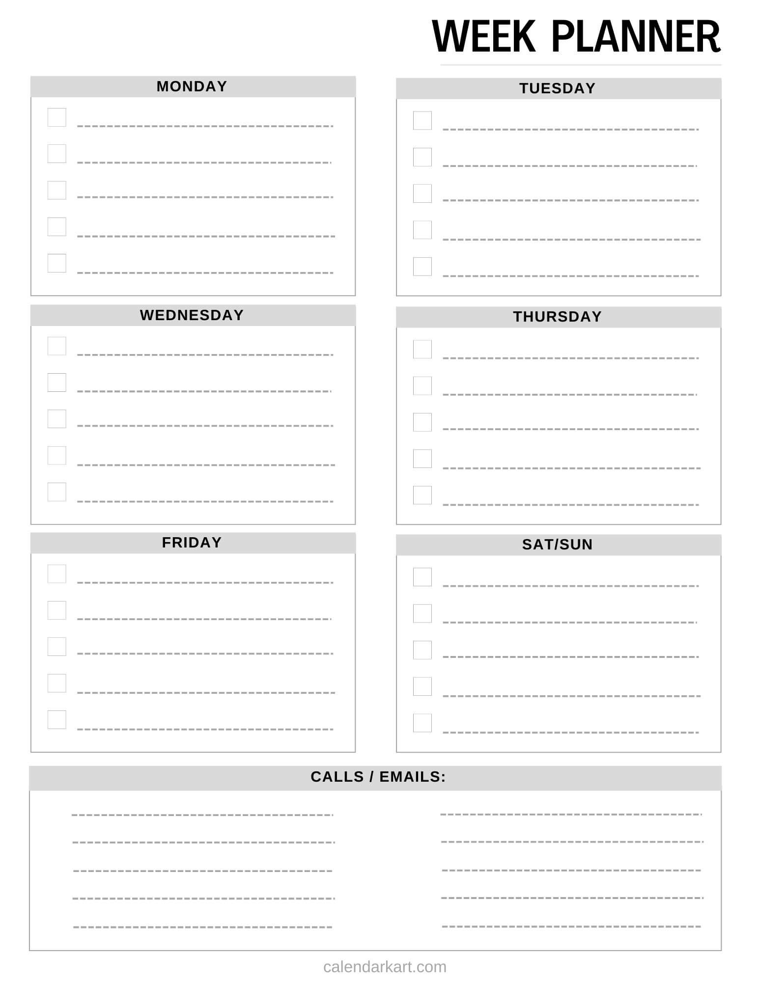Free Printable Blank Weekly Planner Pages