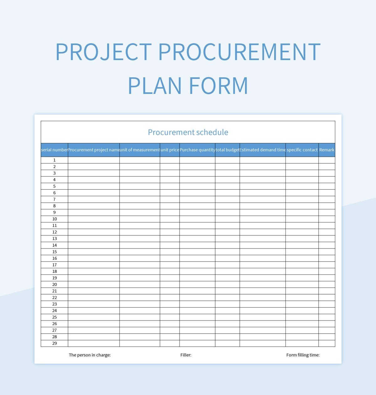 Free Procurement Plan Templates For Google Sheets And Microsoft Excel Slidesdocs