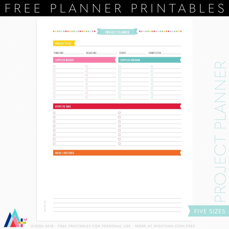 FREE Project Planner Current Projects Planner Page Printables 