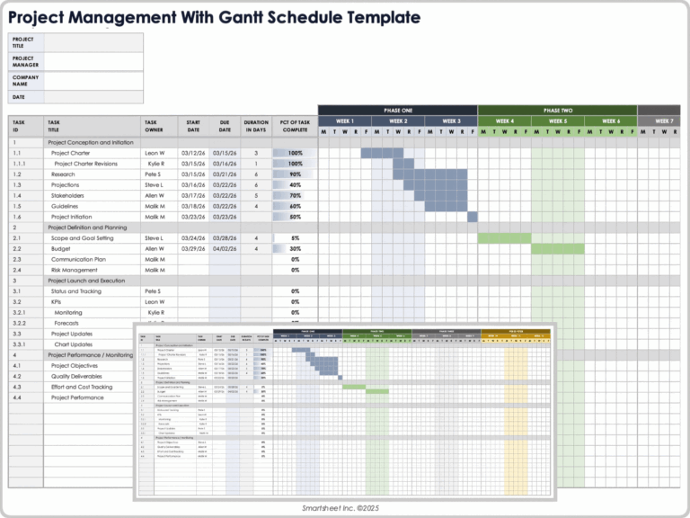 Free Project Schedule Templates