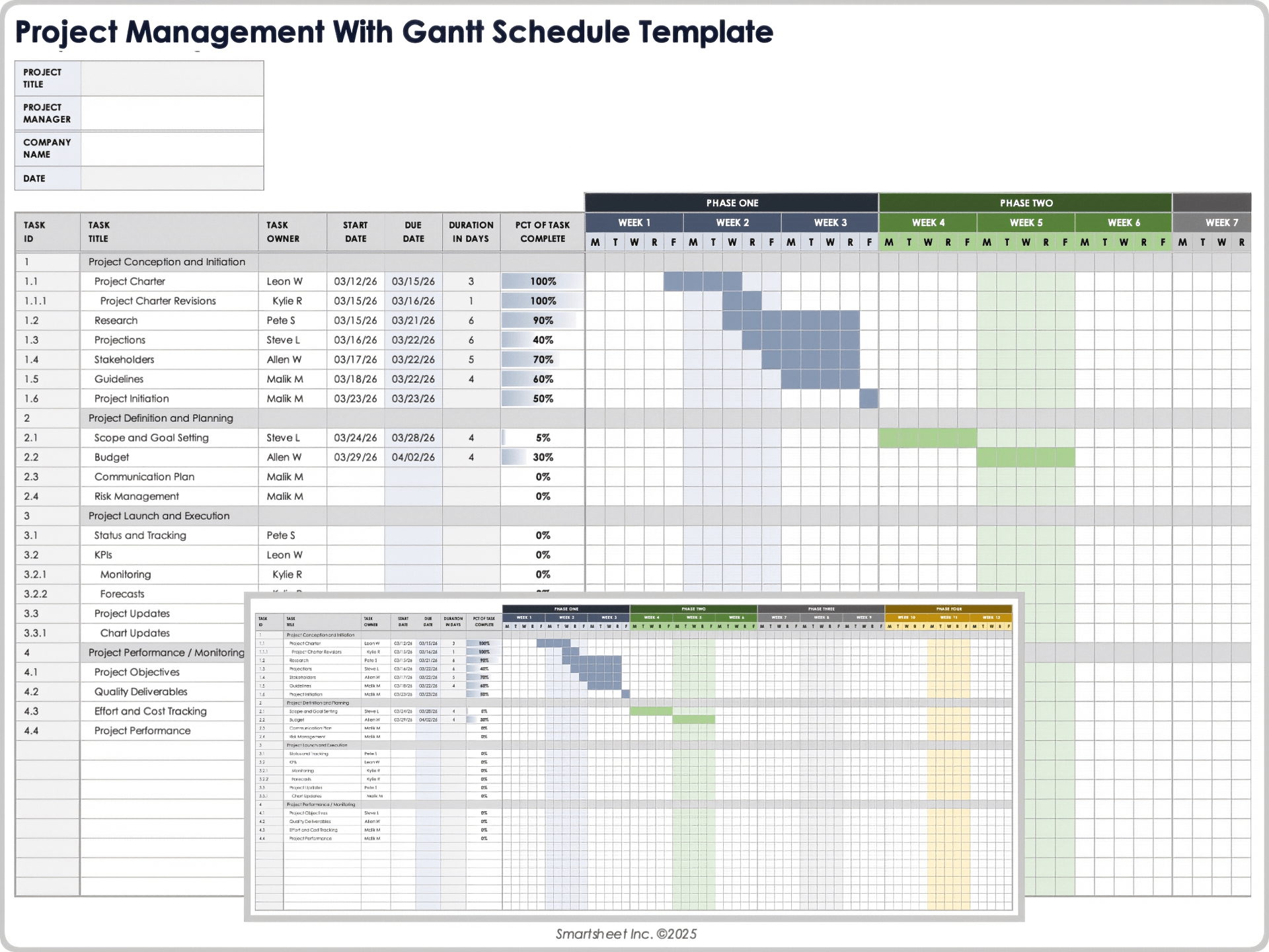 Free Project Schedule Templates