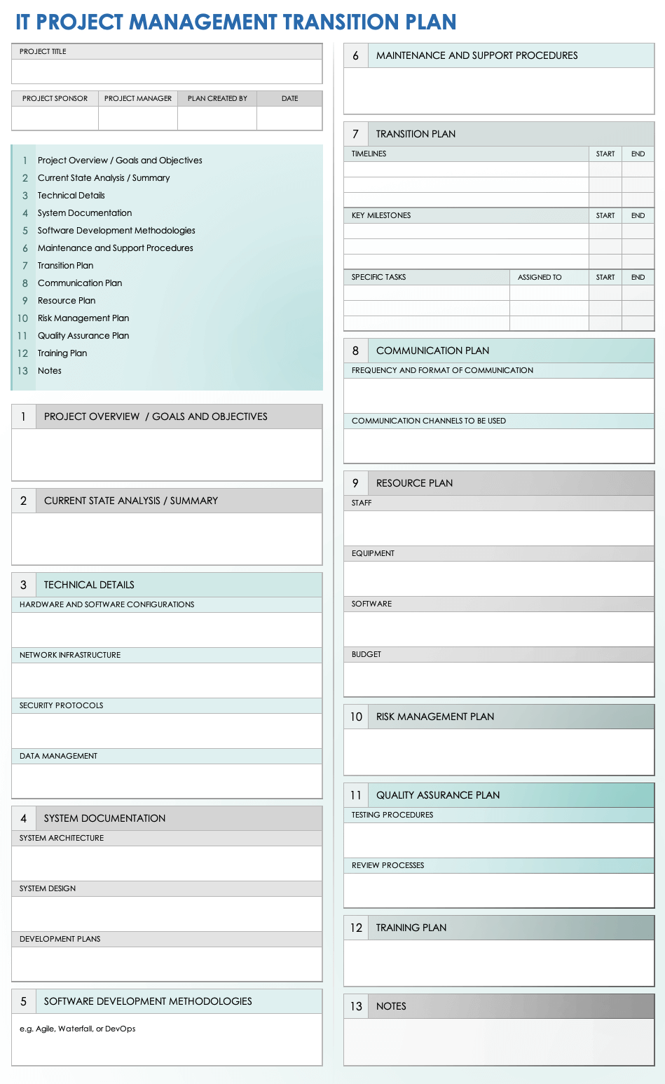 Free Project Transition Templates With How To Smartsheet