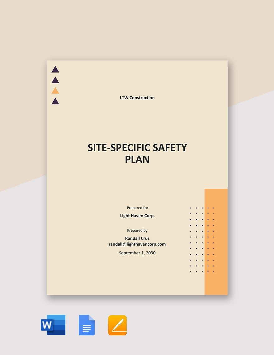 Site Specific Safety Plan Template
