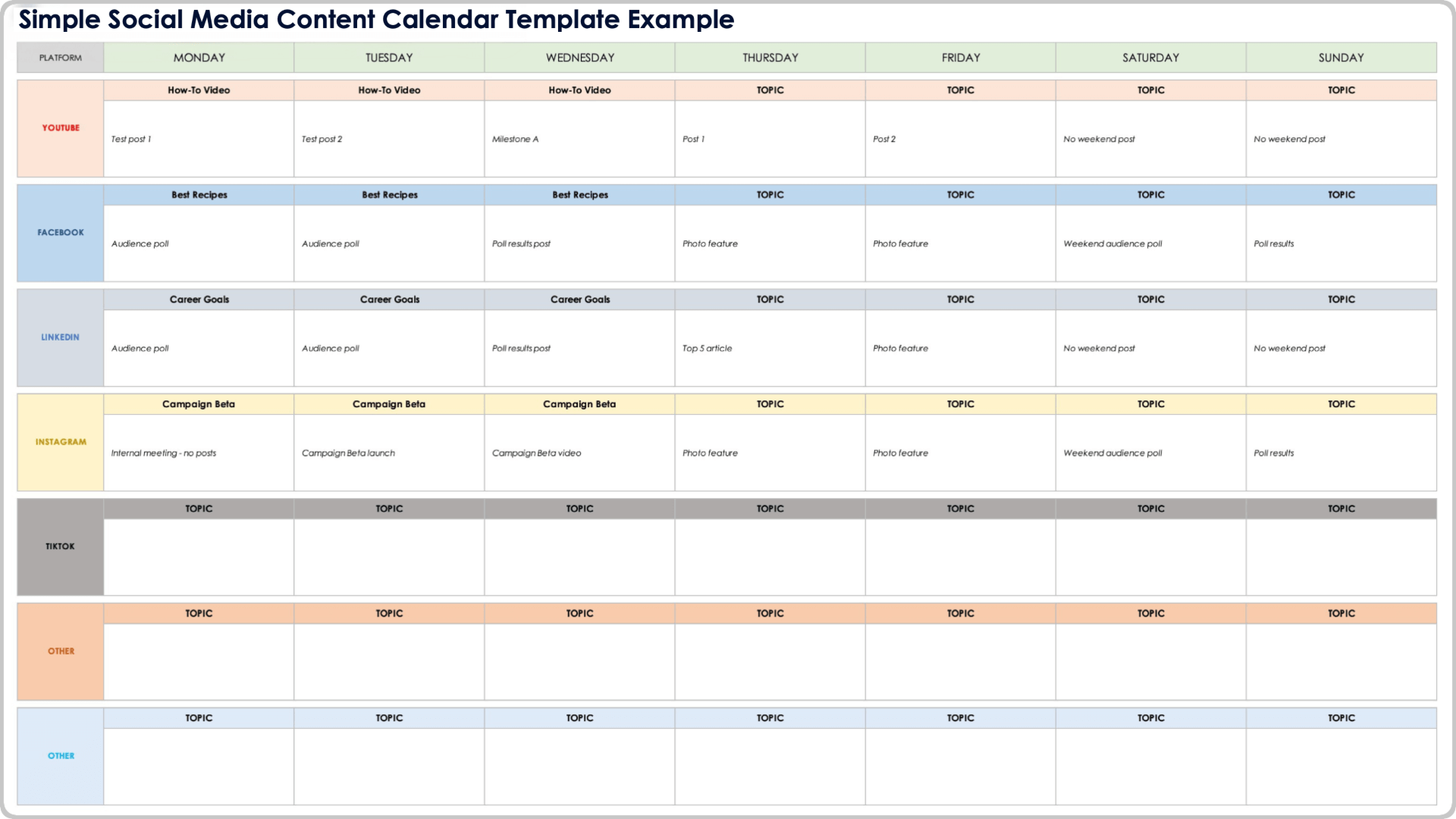 Free Printable Template Social Media Planner