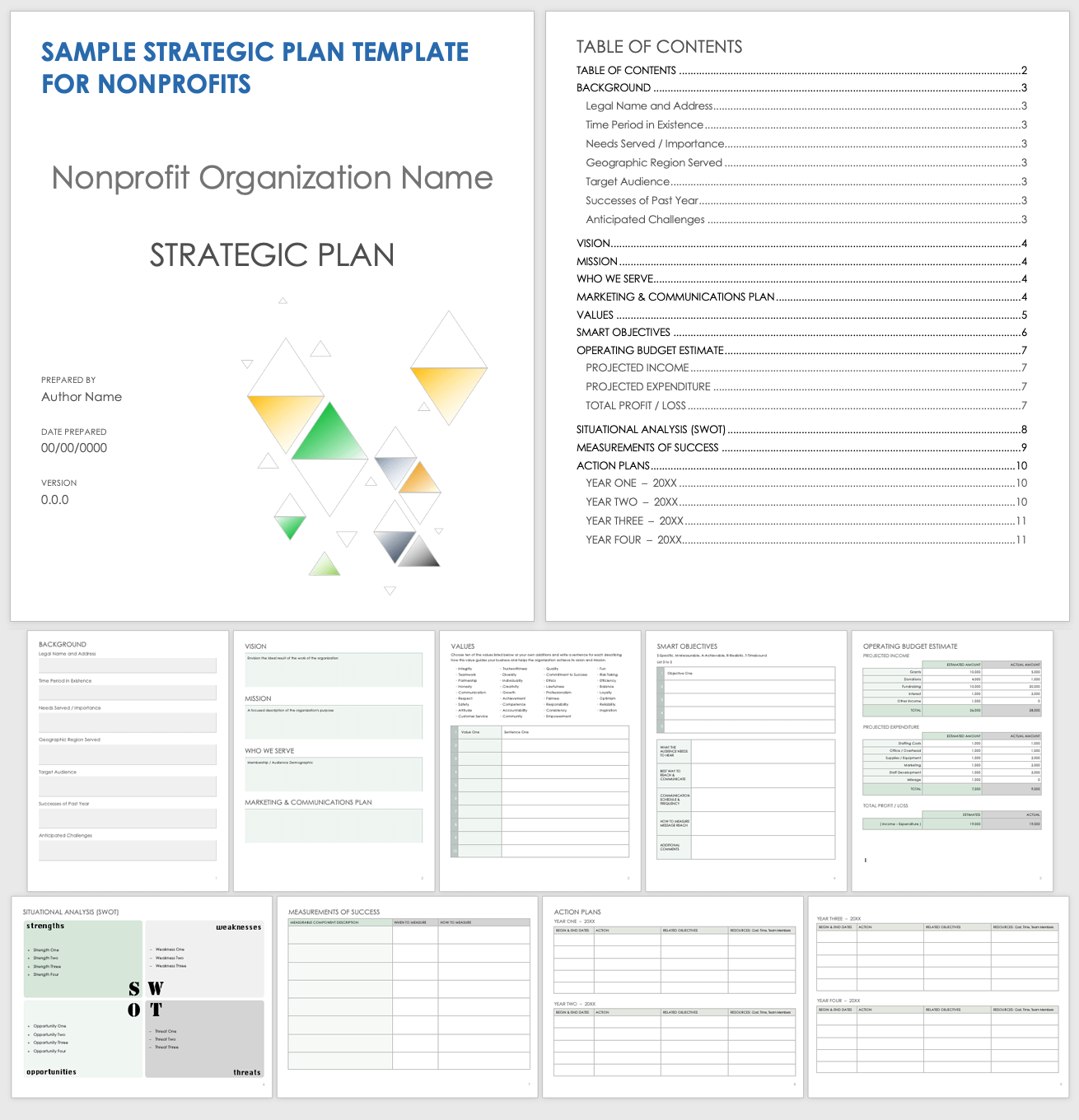 Free Strategic Plan Templates For Nonprofits Smartsheet