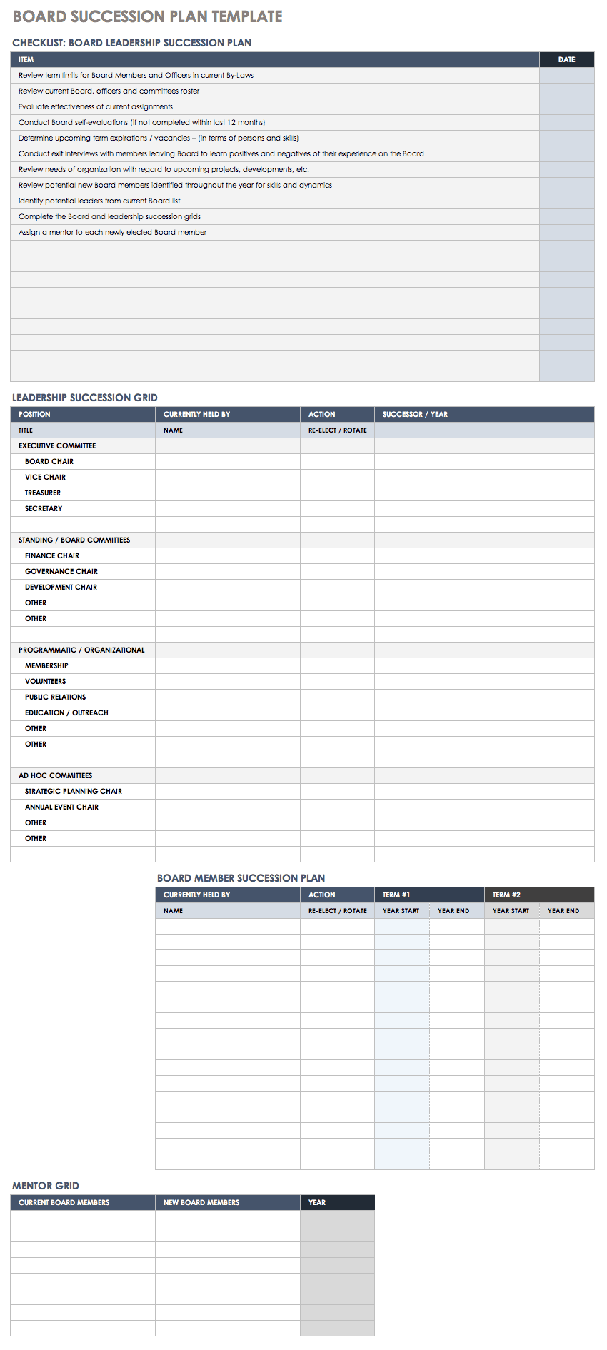 Free Succession Planning Templates Smartsheet