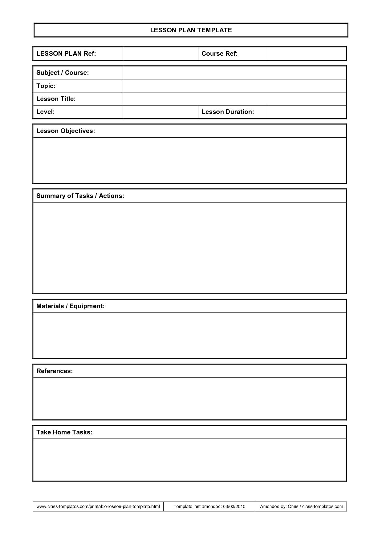 Teacher Sub Plans Template