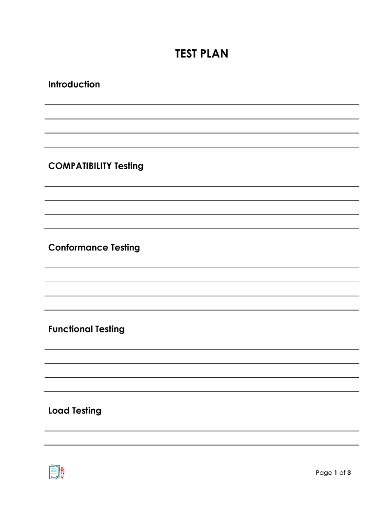 Free Test Plan Templates U0026 Examples Word 