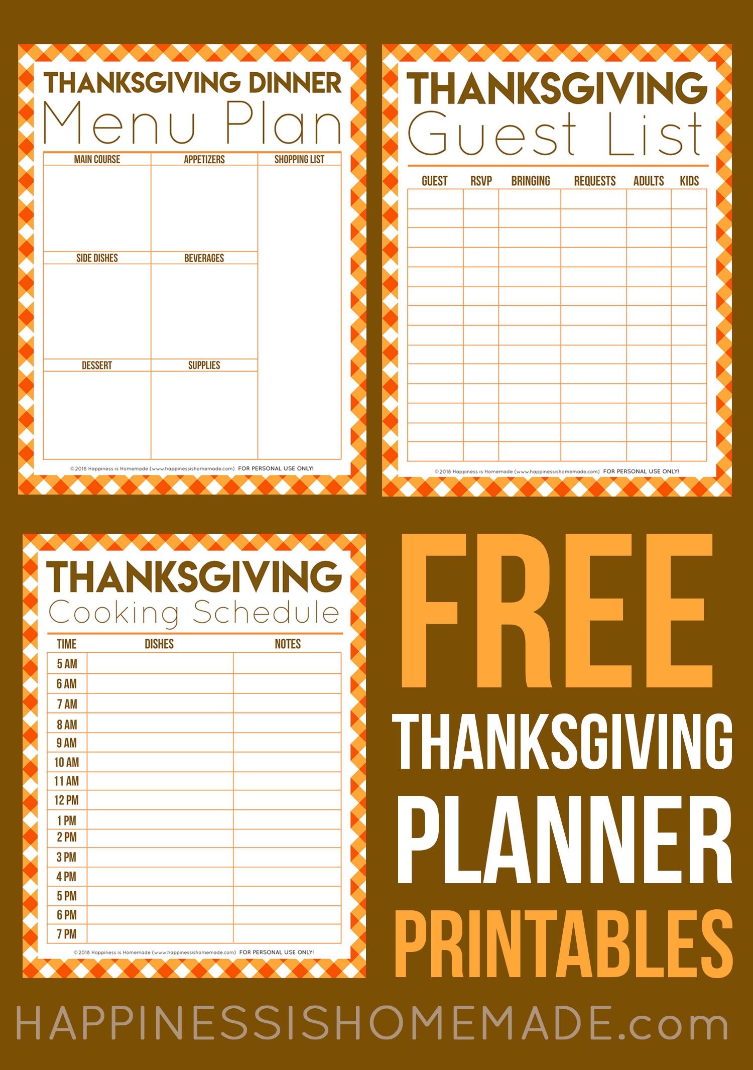 Free Printable Thanksgiving Menu Planning Templates