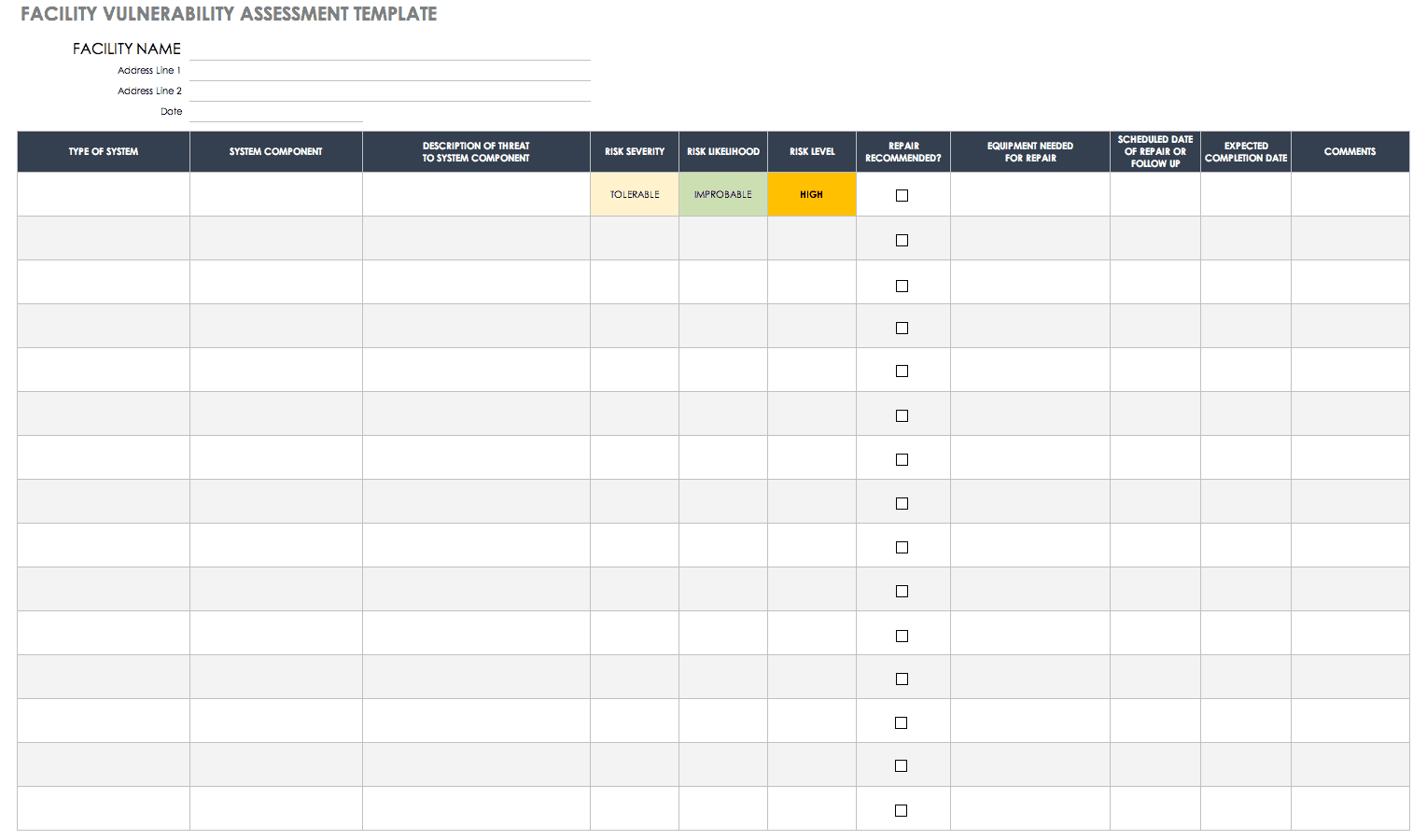 Free Vulnerability Assessment Templates Smartsheet