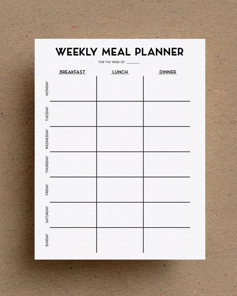 Free Printable Blank Meal Planner