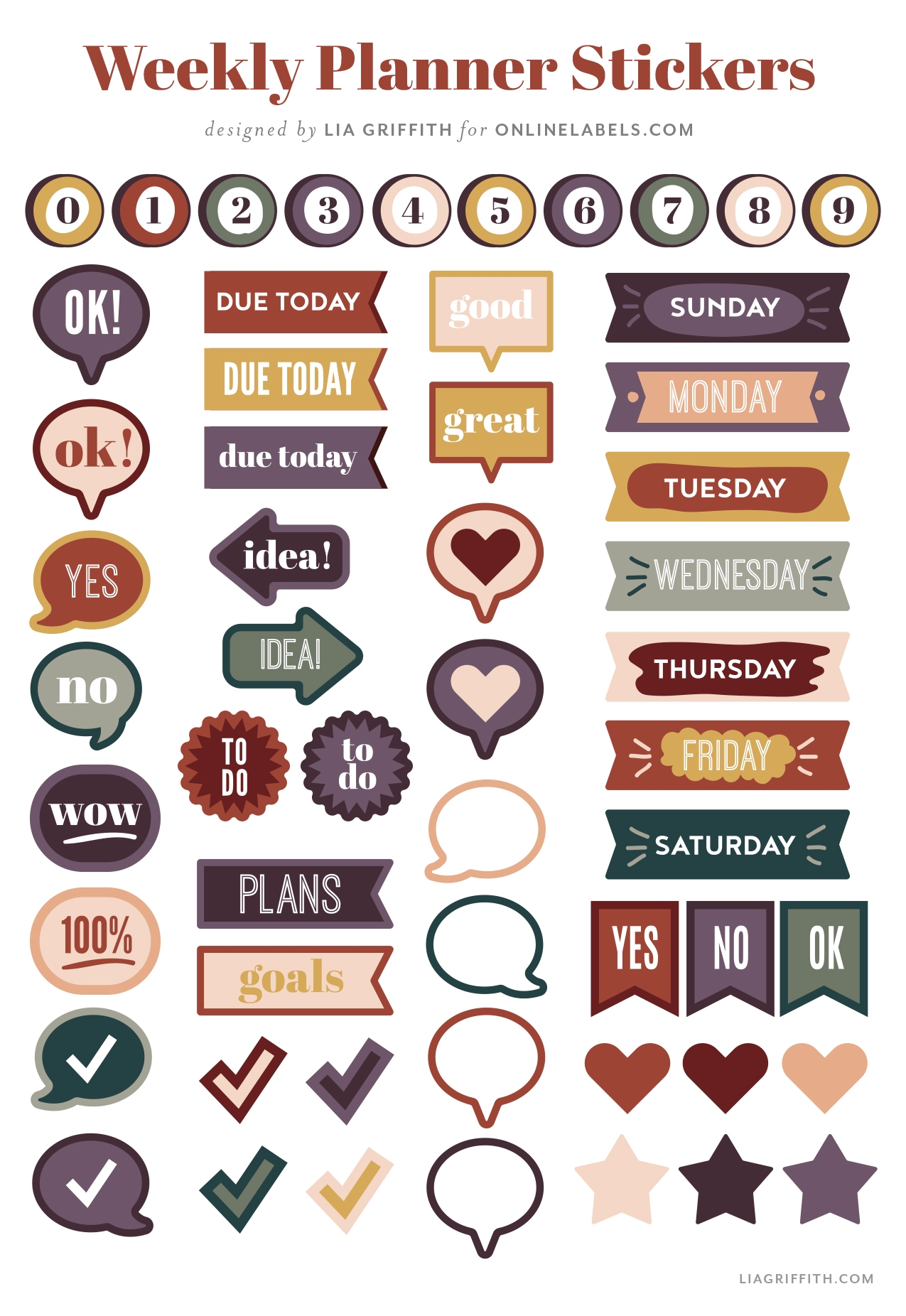 Free Weekly Planner Printable U0026 Printable Planner Stickers Lia Griffith