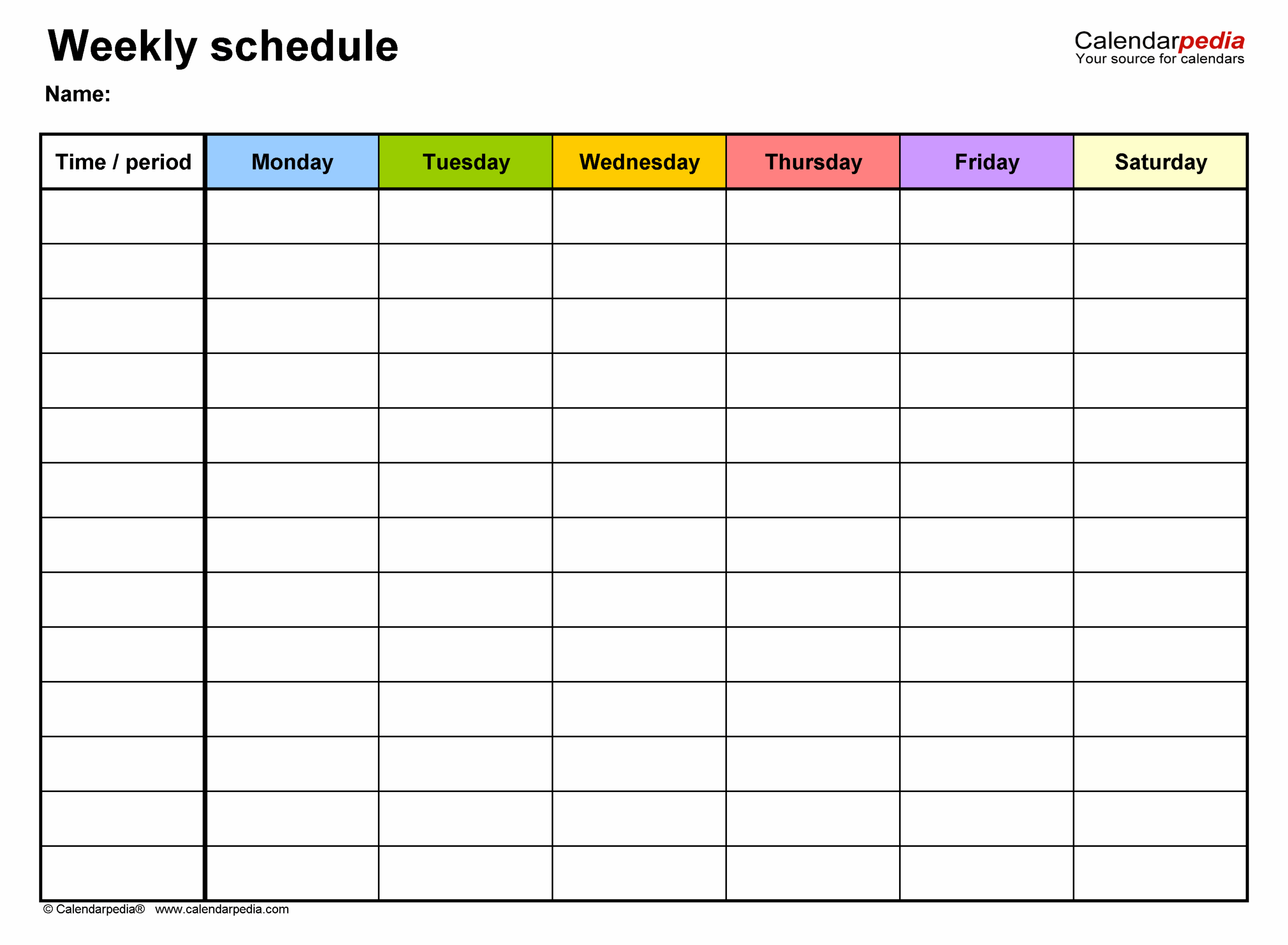 Free Weekly Schedules For Excel 24 Templates