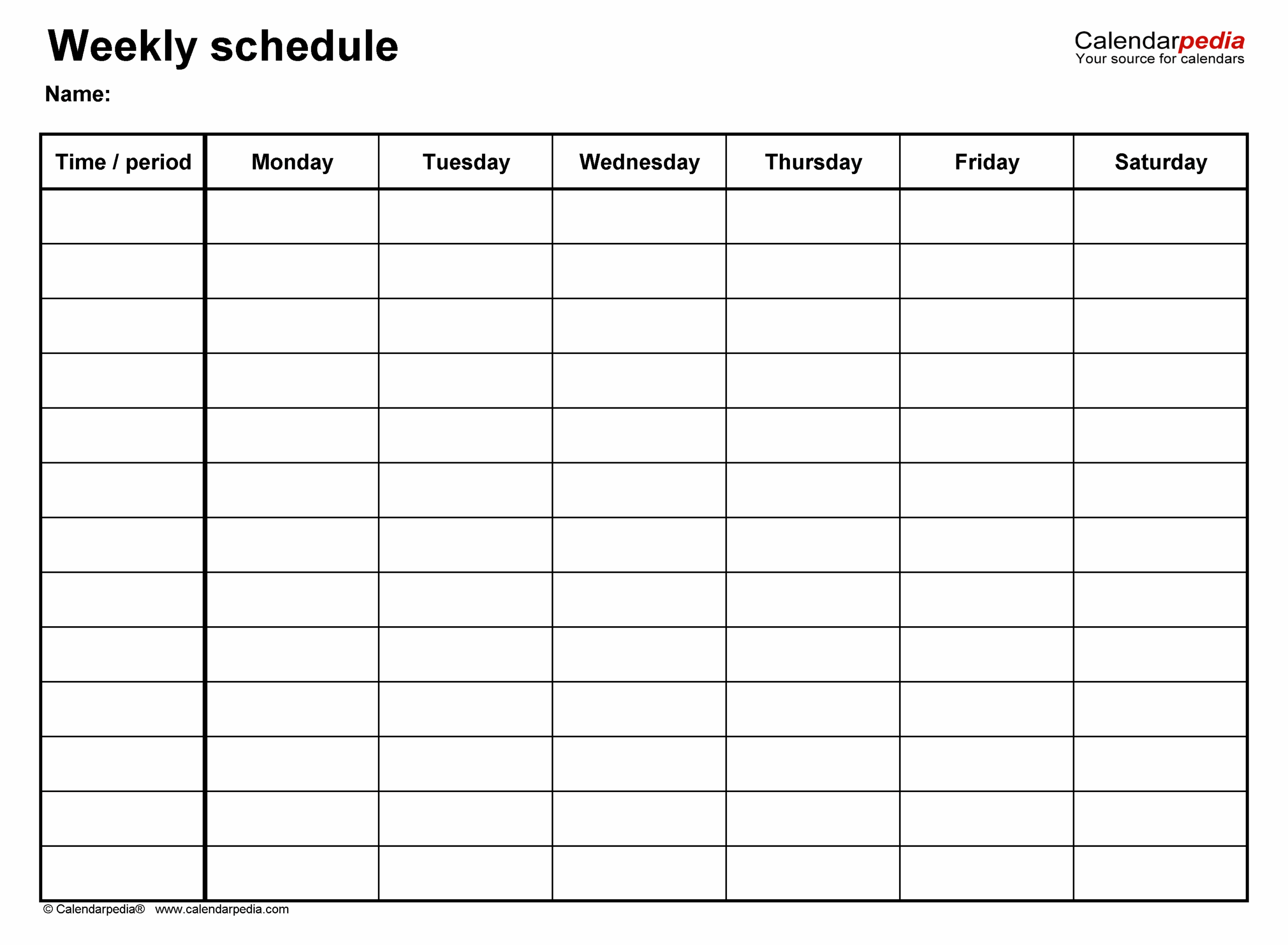 Free Weekly Schedules For Excel 24 Templates