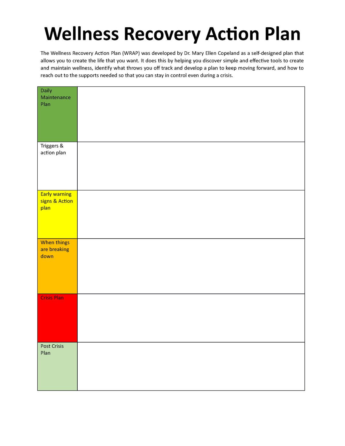 Free Wellness Recovery Action Plan Worksheet Download Free Wellness Recovery Action Plan Worksheet Png Images Free Worksheets On Clipart Library