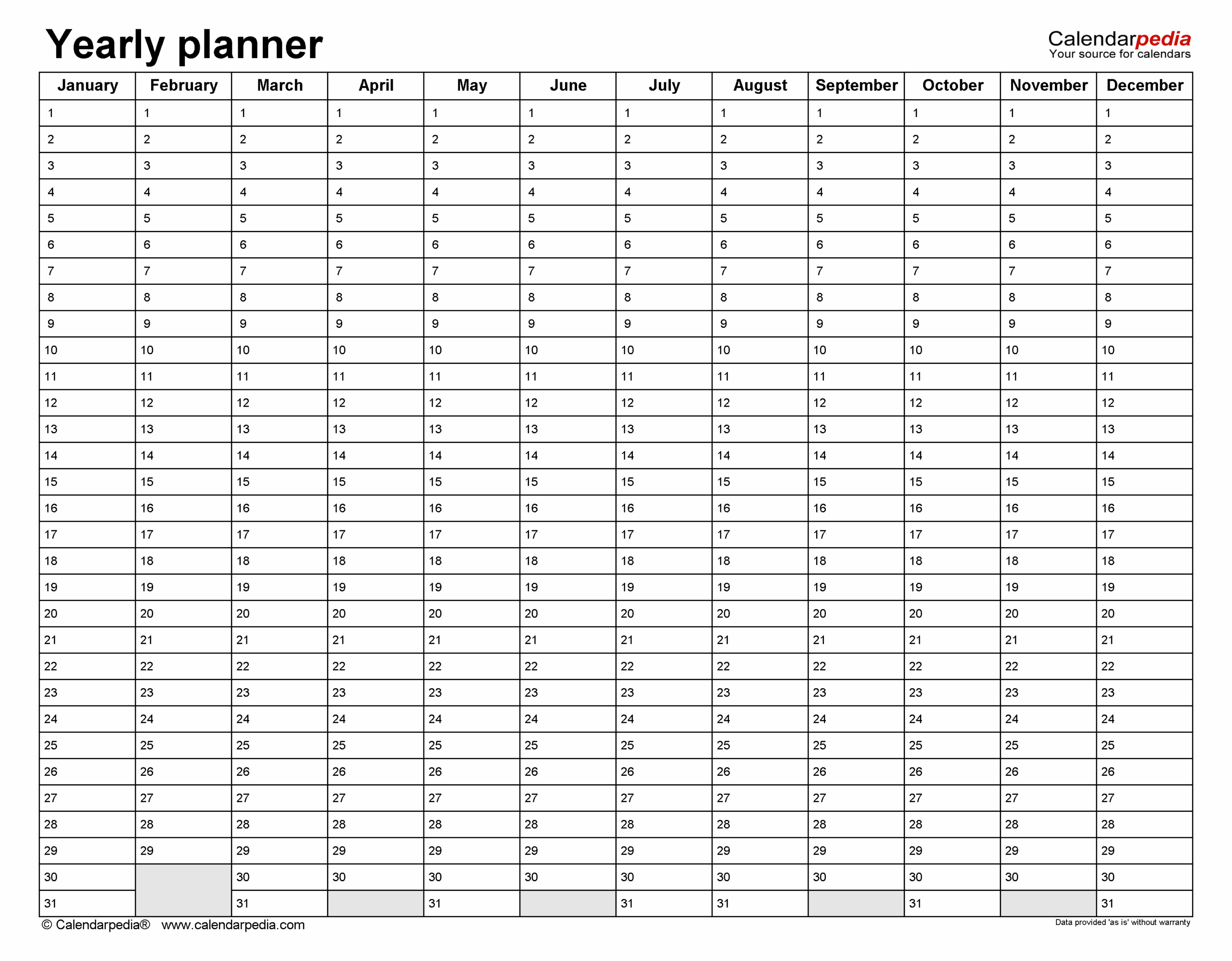 Free Yearly Planners In PDF Format 36 Templates