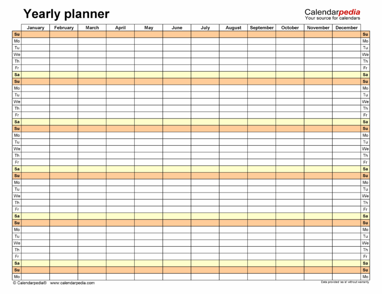 Free Yearly Planners In PDF Format 36 Templates