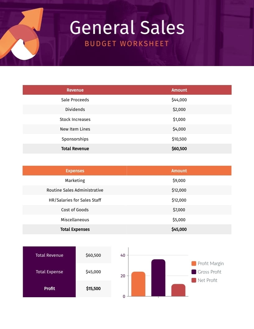 General Sales Budget Worksheet Template Visme