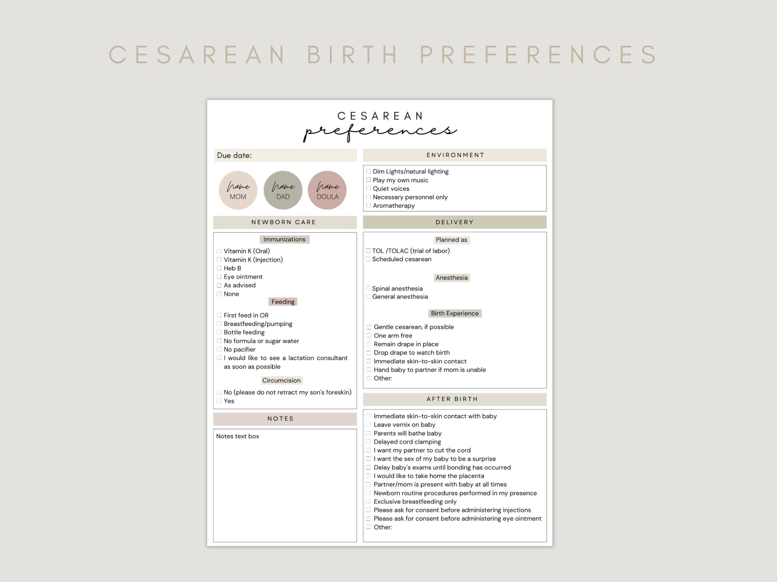 Gentle C section Birth Plan Gentle Cesarean Birth Preferences 