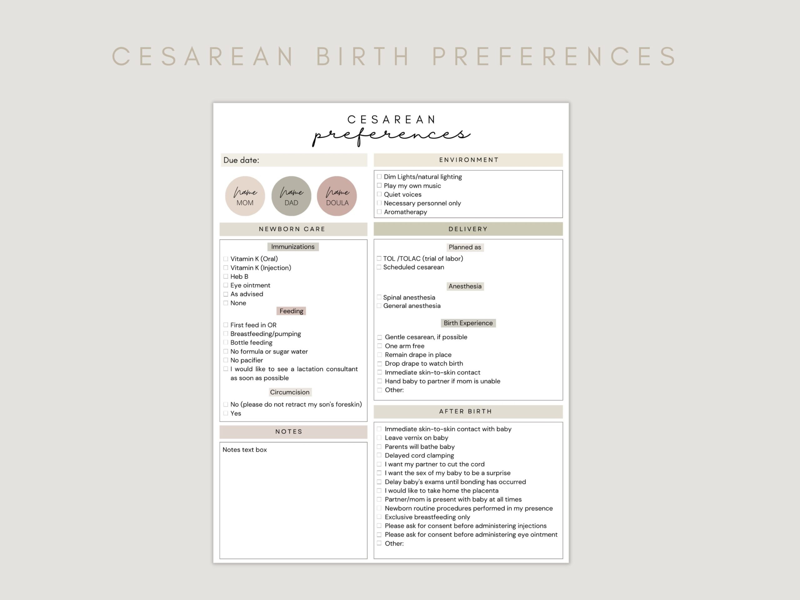 Gentle C section Birth Plan Gentle Cesarean Birth Preferences 