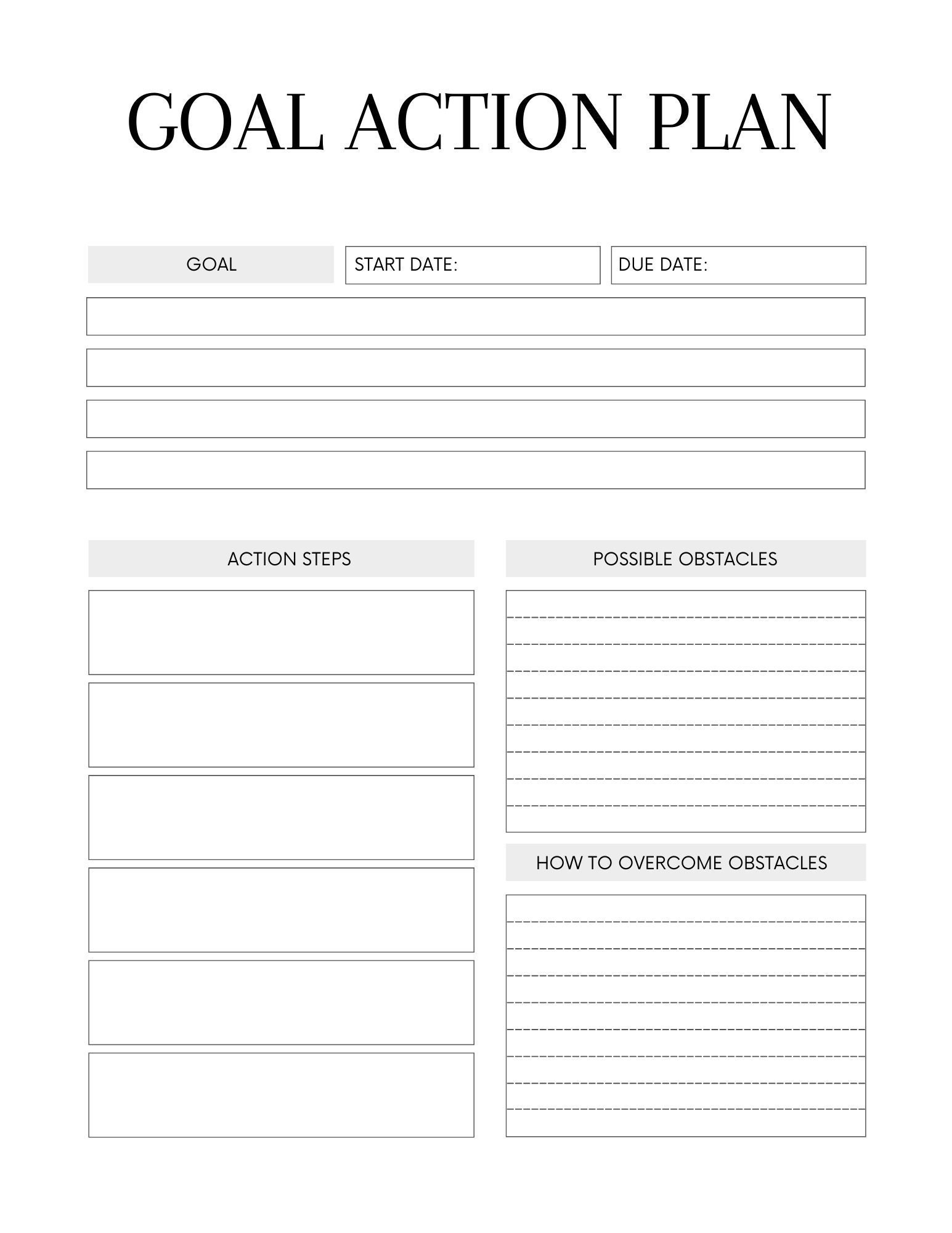 Printable Blank Action Plan Template
