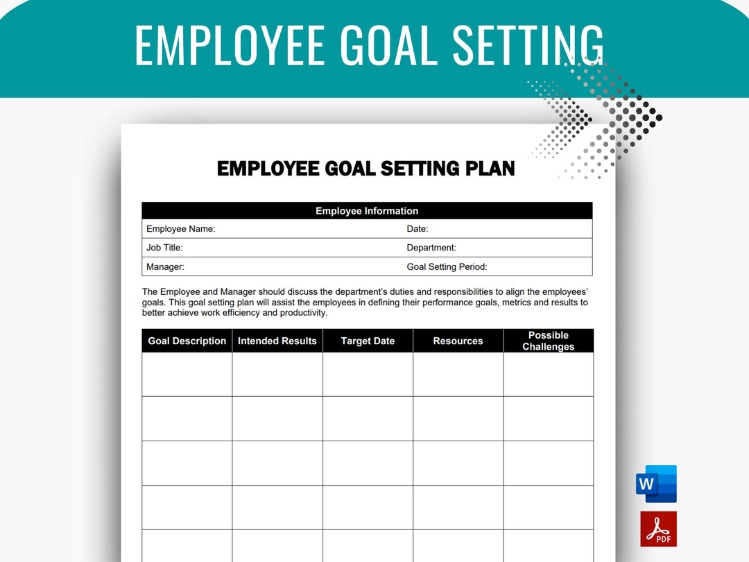 Goal Setting Goal Planning Goal Tracker Goal Chart Employee Performance Evaluation Employee Review Career Planning Employee Goals Etsy