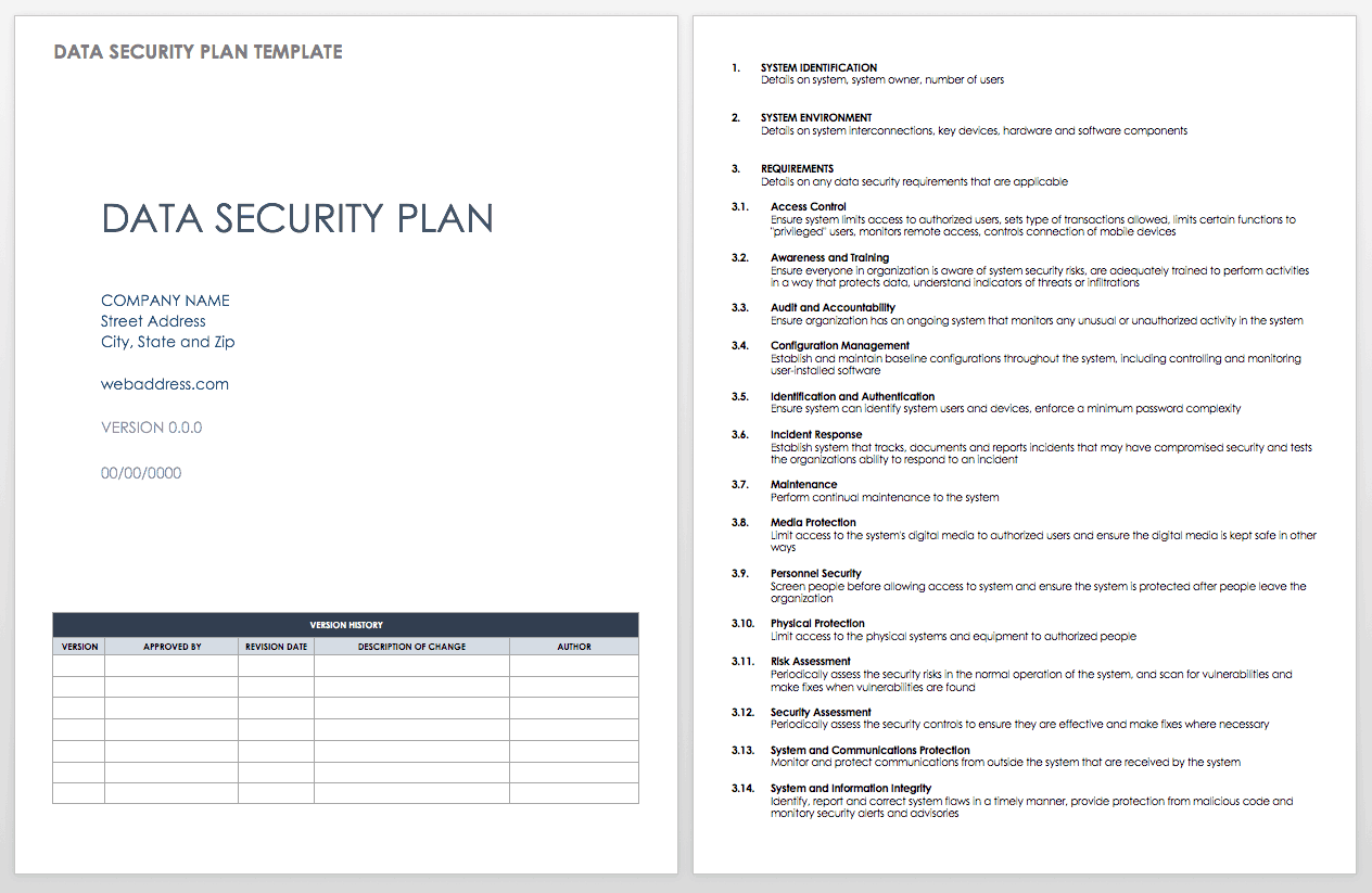 System Security Plan Template