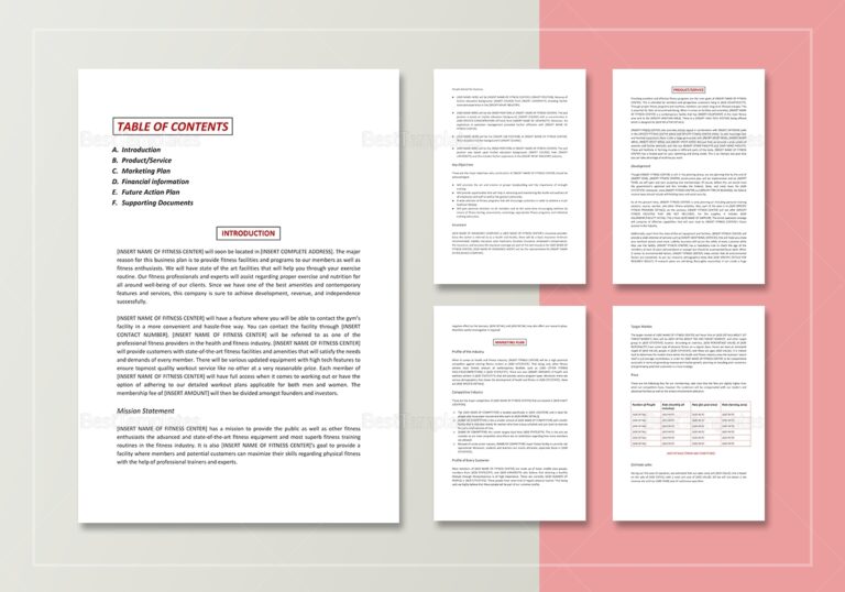 Gym Business Plan Template In Word Google Docs Apple Pages