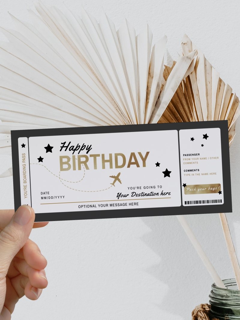 Happy Birthday Boarding Pass Template Surprise Vacation Printable 