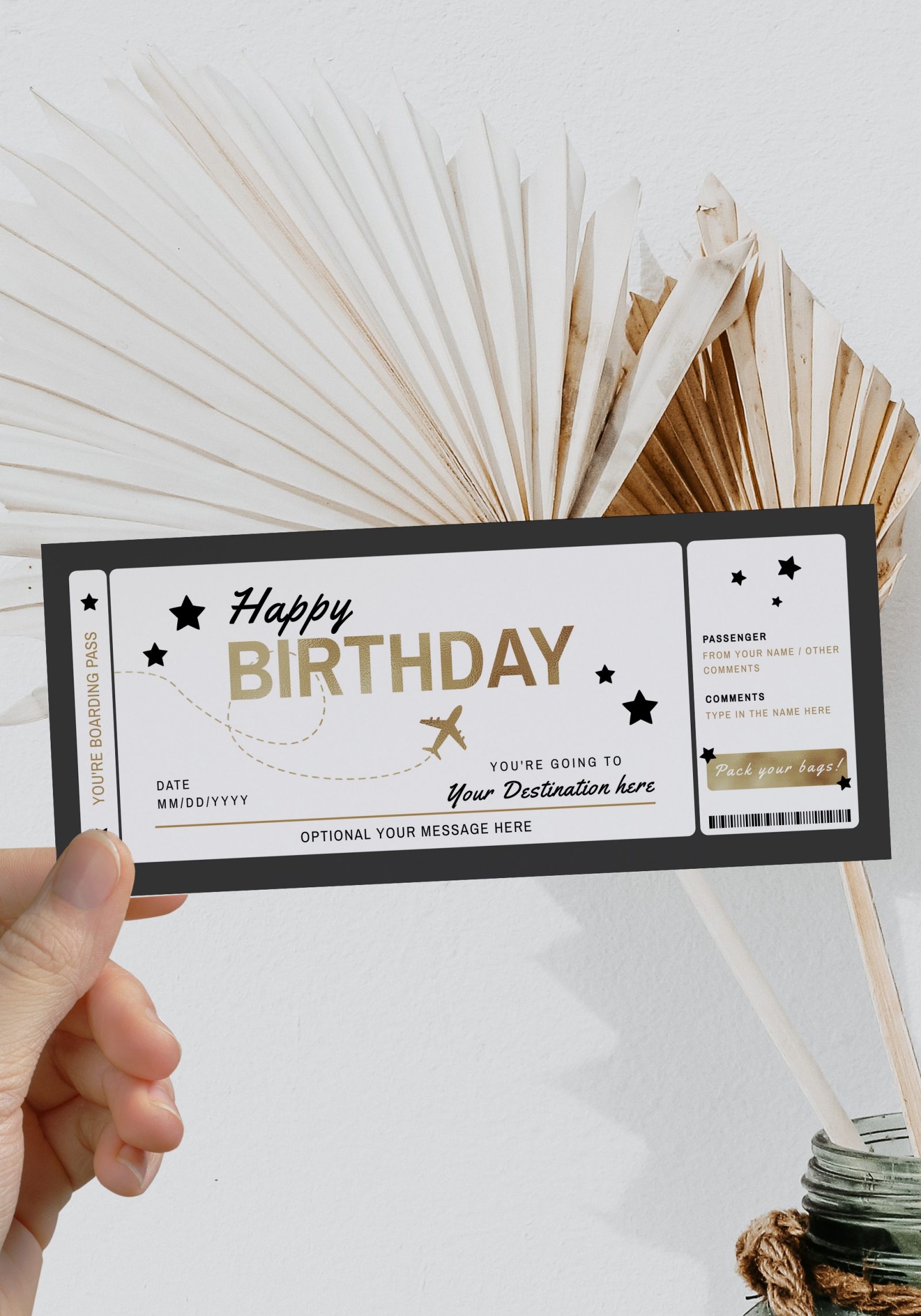 Happy Birthday Boarding Pass Template Surprise Vacation Printable 