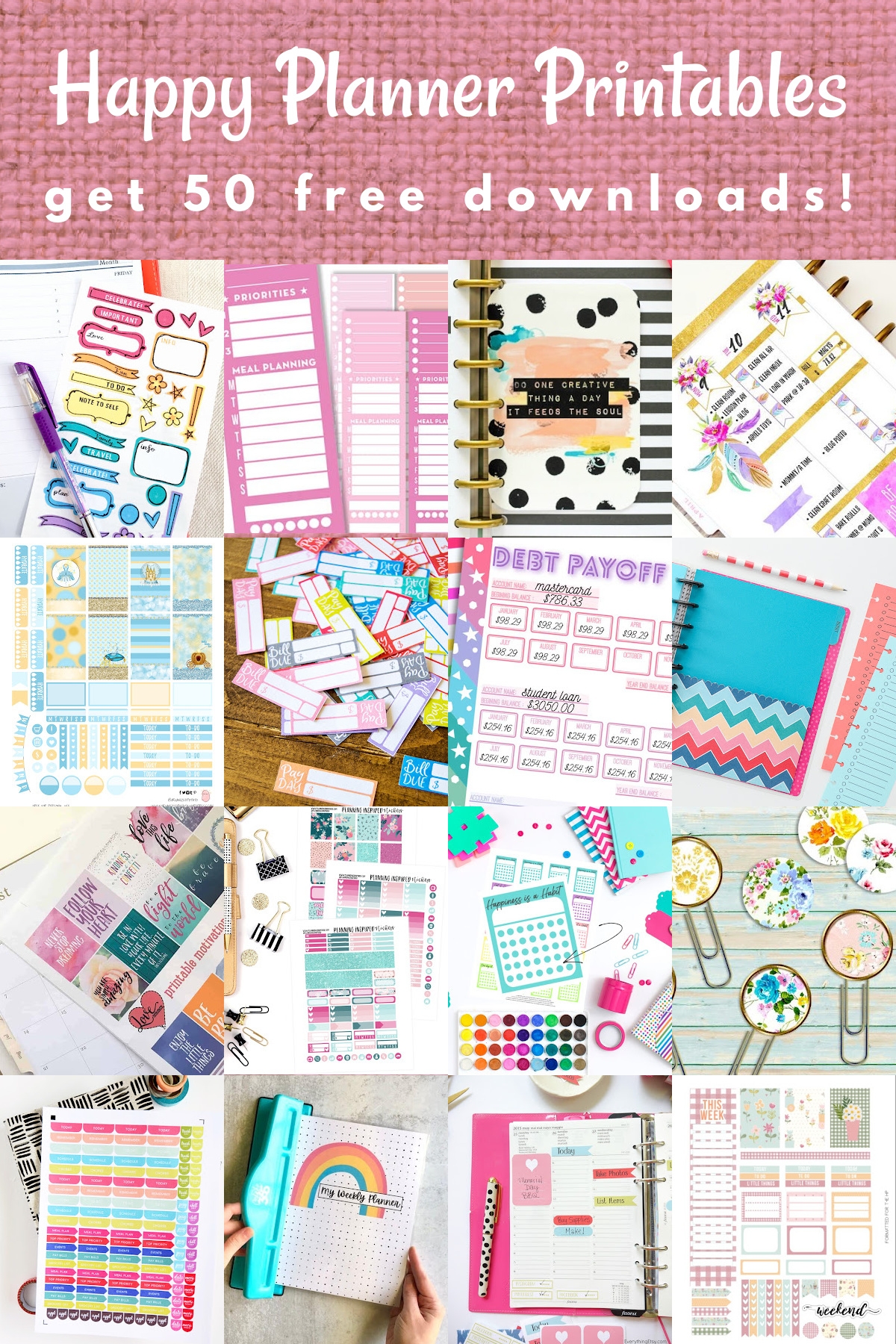 Happy Planner Free Printables For All Year DIY Candy