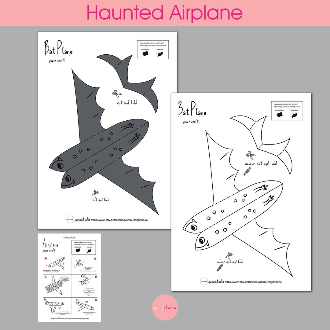 Haunted Bat Plane Paper Airplane Bat Plane Paper Craft Halloween Paper Toy Halloween DIY Paper Toy Etsy
