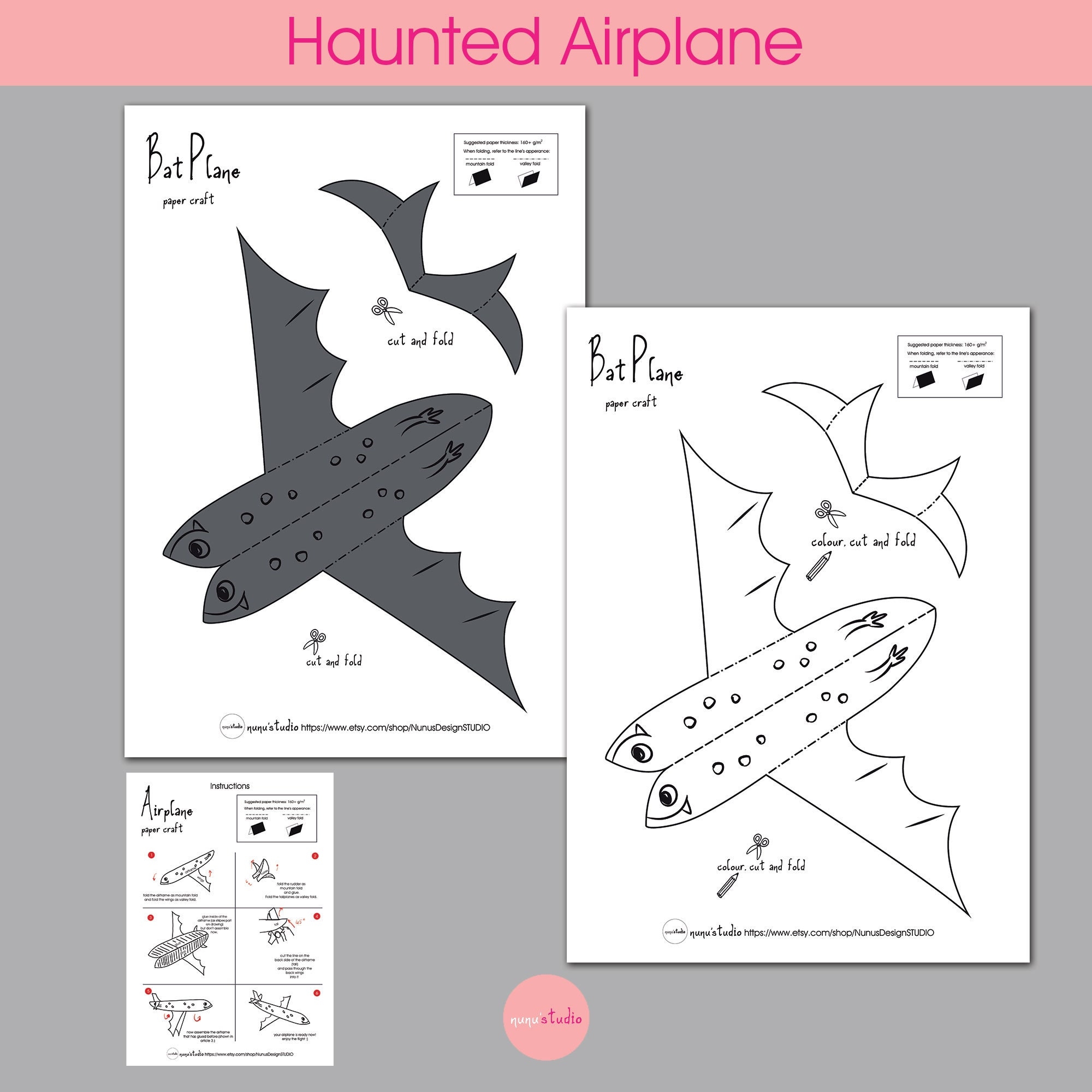 Haunted Bat Plane Paper Airplane Bat Plane Paper Craft 