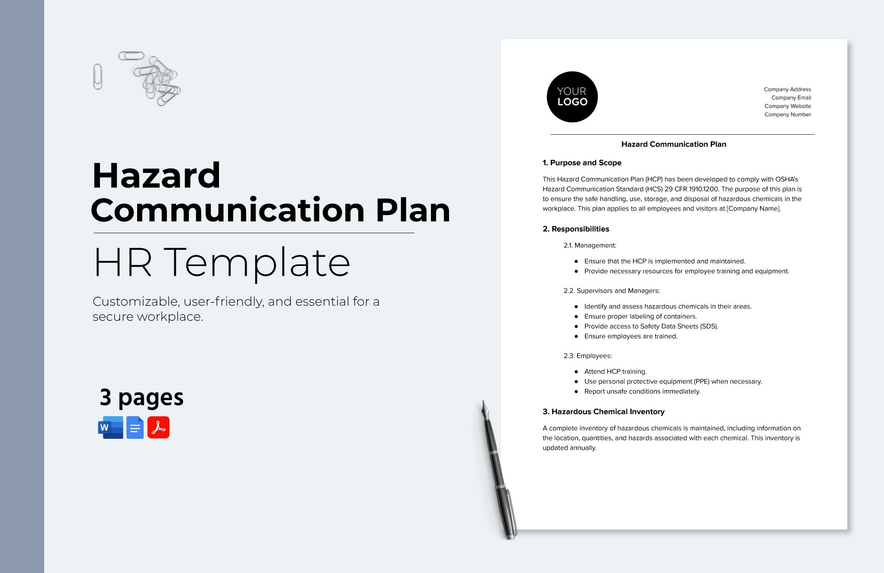 Hazard Communication Plan HR Template In Word PDF Google Docs Download Template