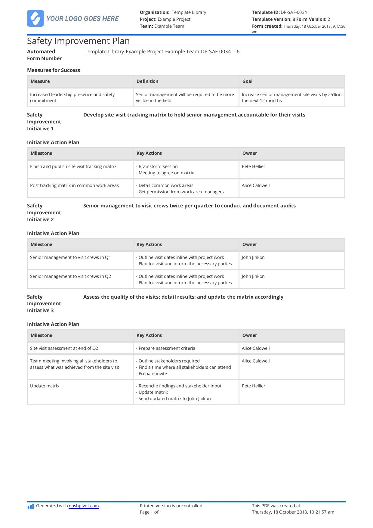 Health And Safety Plan Example What Should Your Plans Look Like 