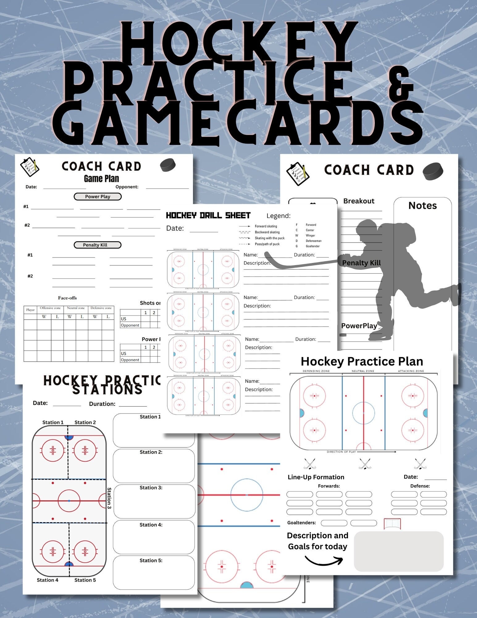 Hockey Coach Package Hockey Practice Plan Sheets Coach Cards Hockey Drill Sheets Hockey Game Plan Etsy