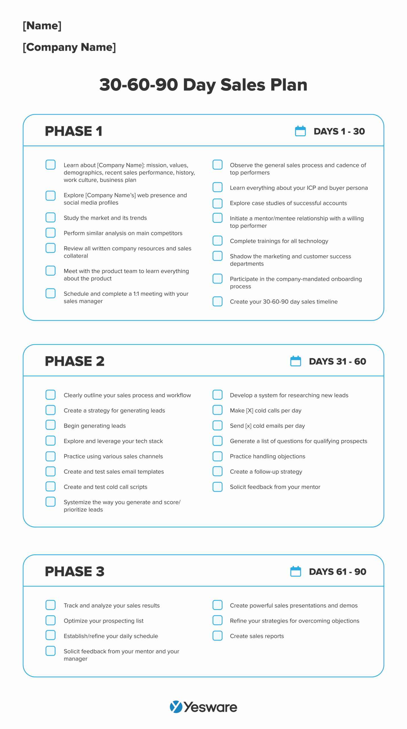 How To Create A 30 60 90 Day Sales Plan Template Examples 