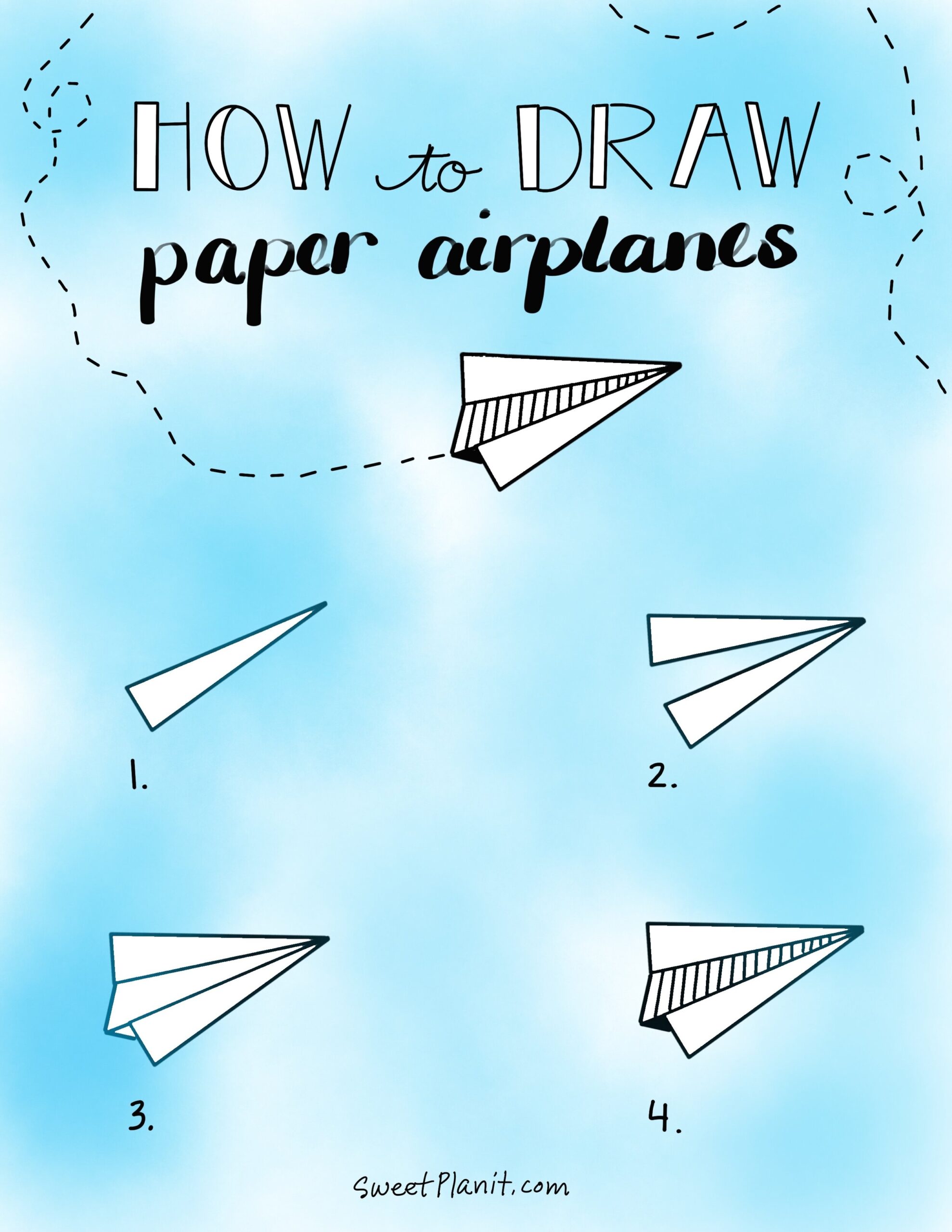 How To Draw Paper Airplane Doodles Sweet PlanIt